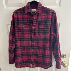 Red and Black Plaid Button Down Shirt Flannel